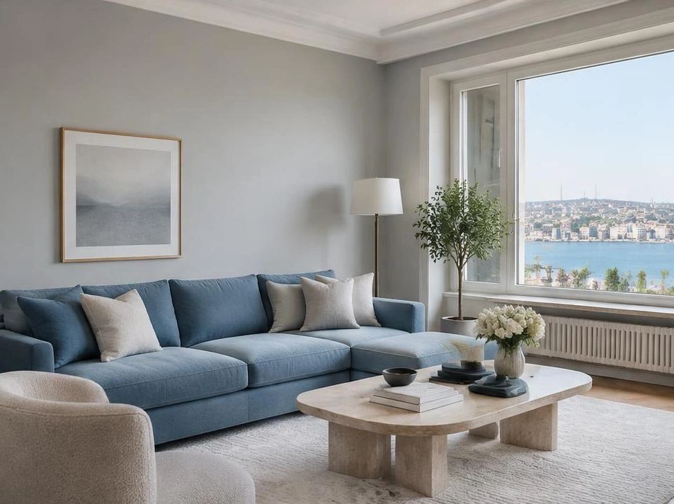 Alçı ve boya ile yenilenmiş salon